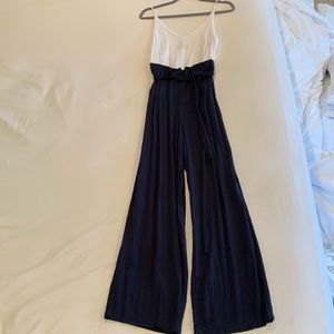 White and Navy Blue Jumpsuit